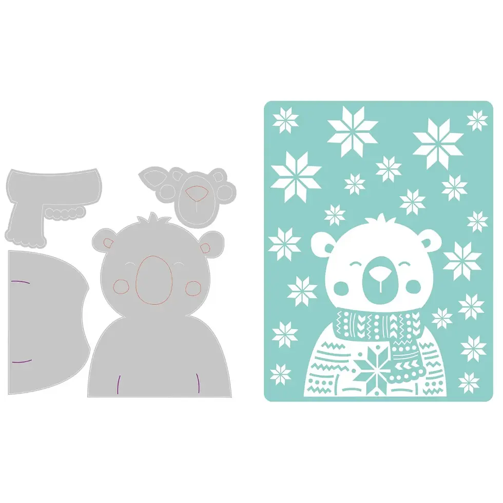 Thumbnail: 665496, sizzix embossing folders, christmas embossing folder, bear, polar bear