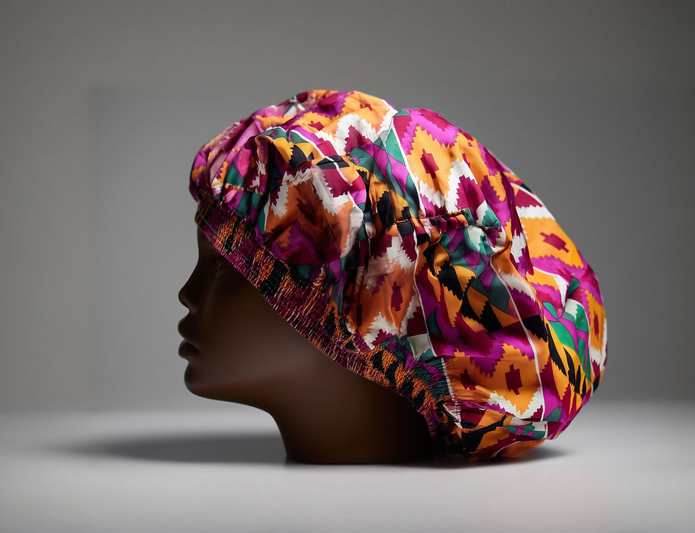 African print silk hair bonnet – handmade protective bonnet for natural and curly hair