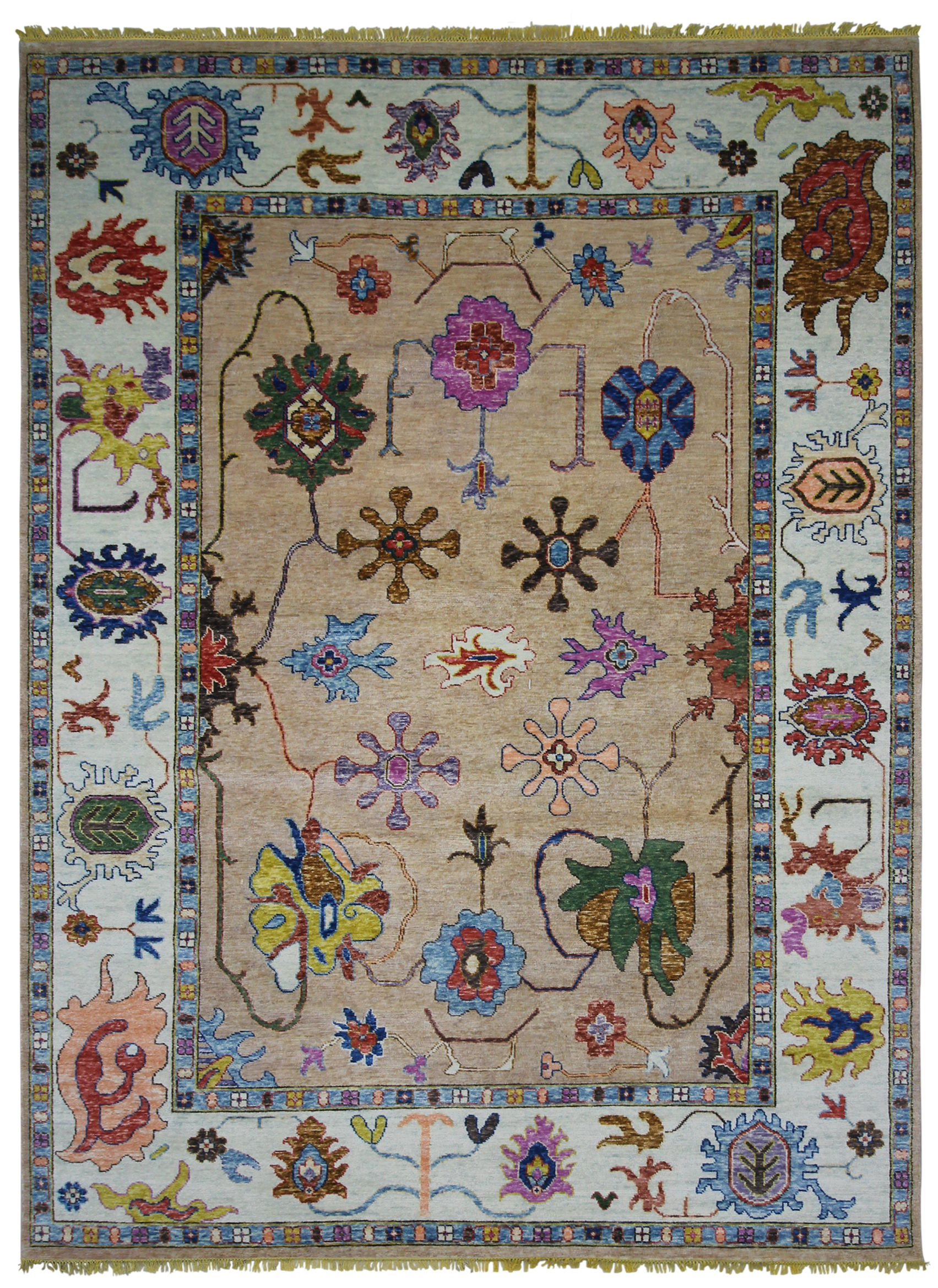 Light Brown Handknotted Oushak 10' x 14'  area rug  - SKU 1855