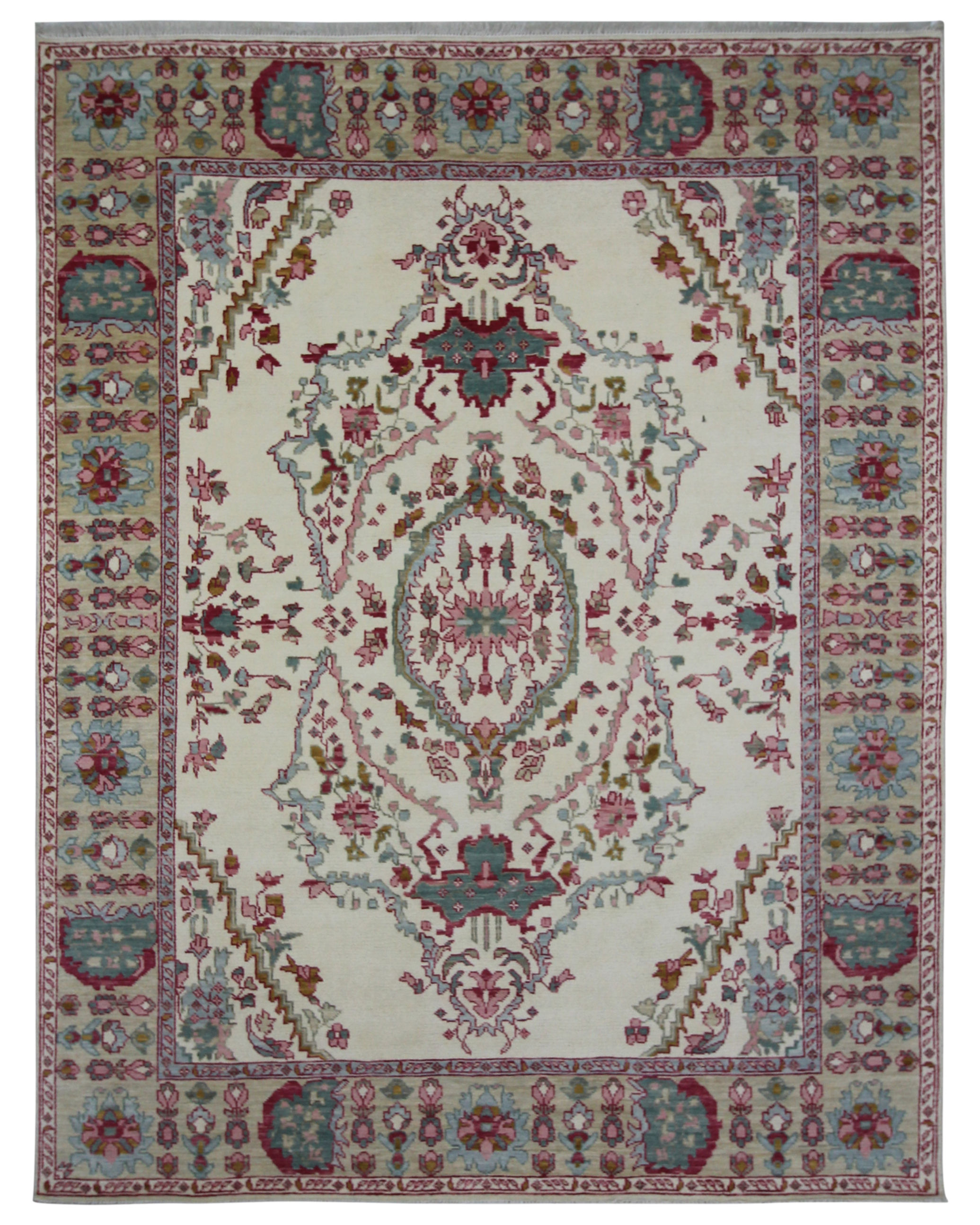 Handknotted Ivory Oushak 9' x 12' rug  - SKU 923