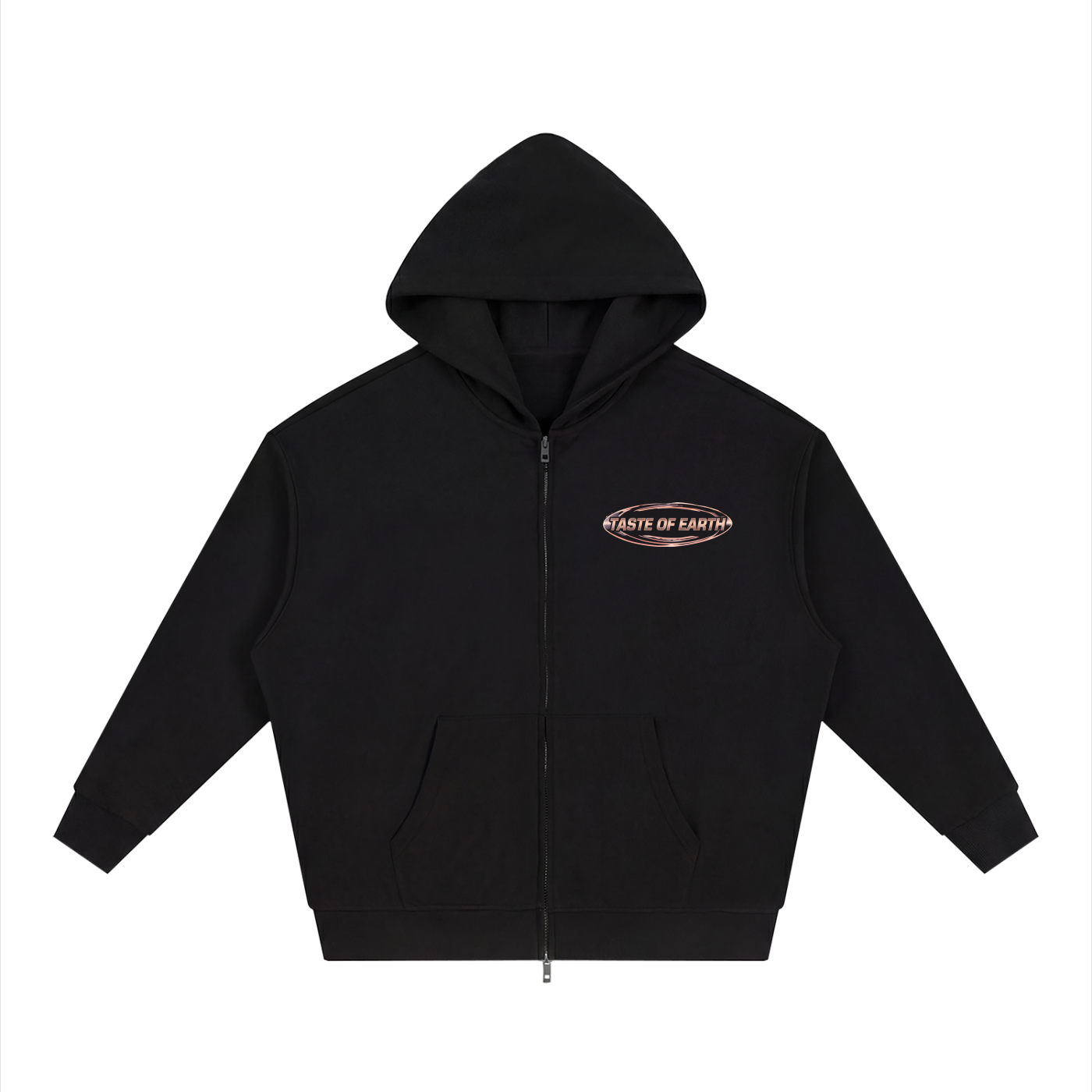 Unisex Loose Solid Full Zip Hoodie