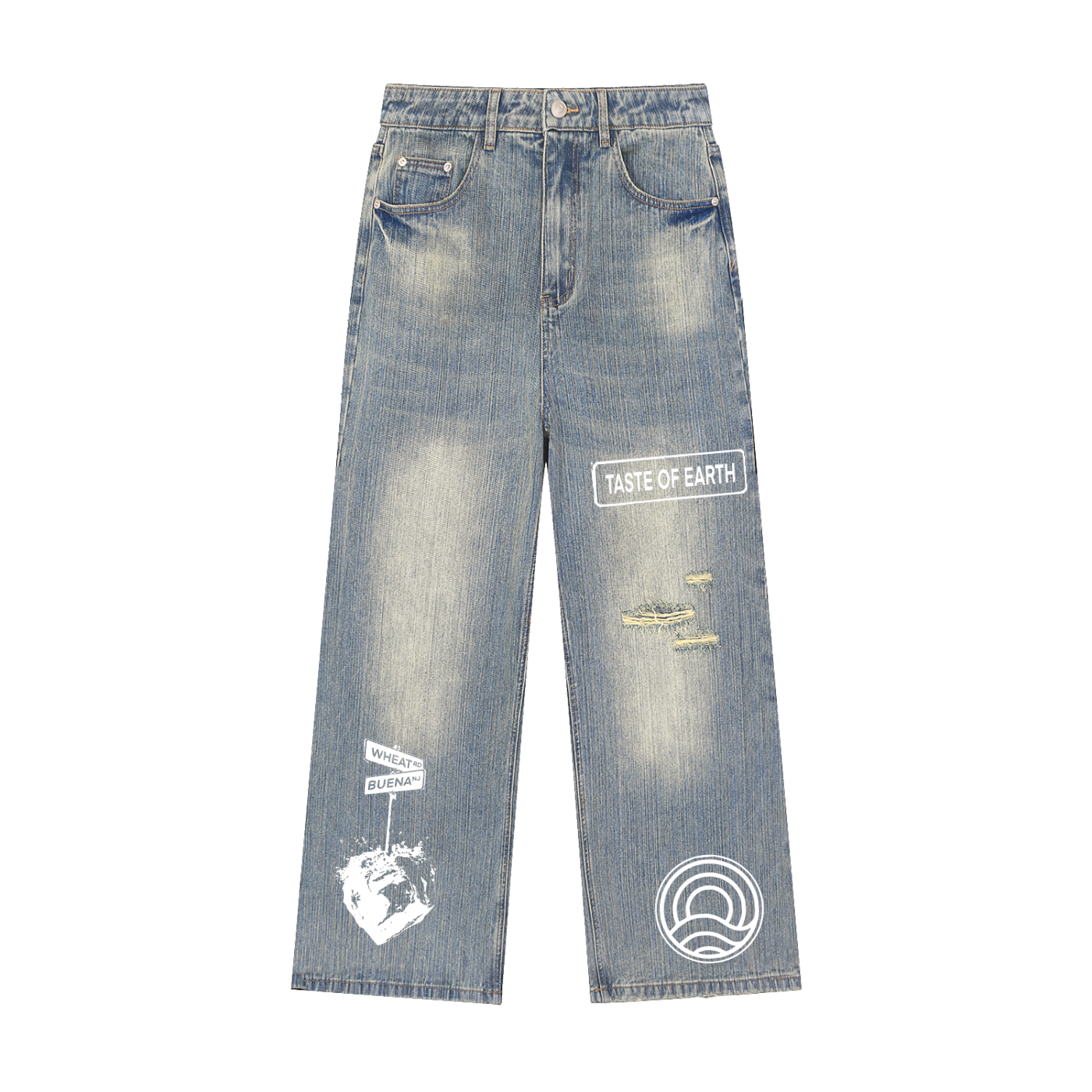Vintage Wash Distressed Denim Jeans