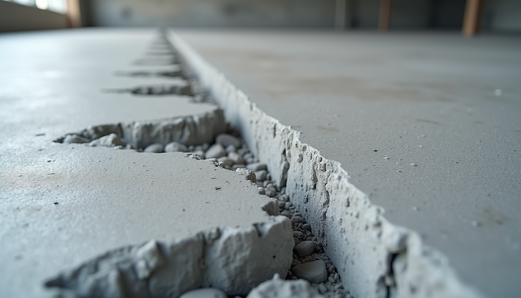 Eye-level view of concrete curing stages showing wet, partially cured, and finished slabs