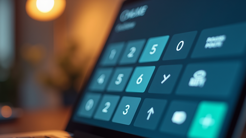 Close-up view of a laptop screen showing a calculator app interface