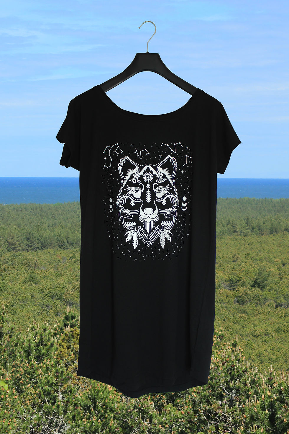 Thumbnail:  Black short-sleeved dress "Steppe wolf"