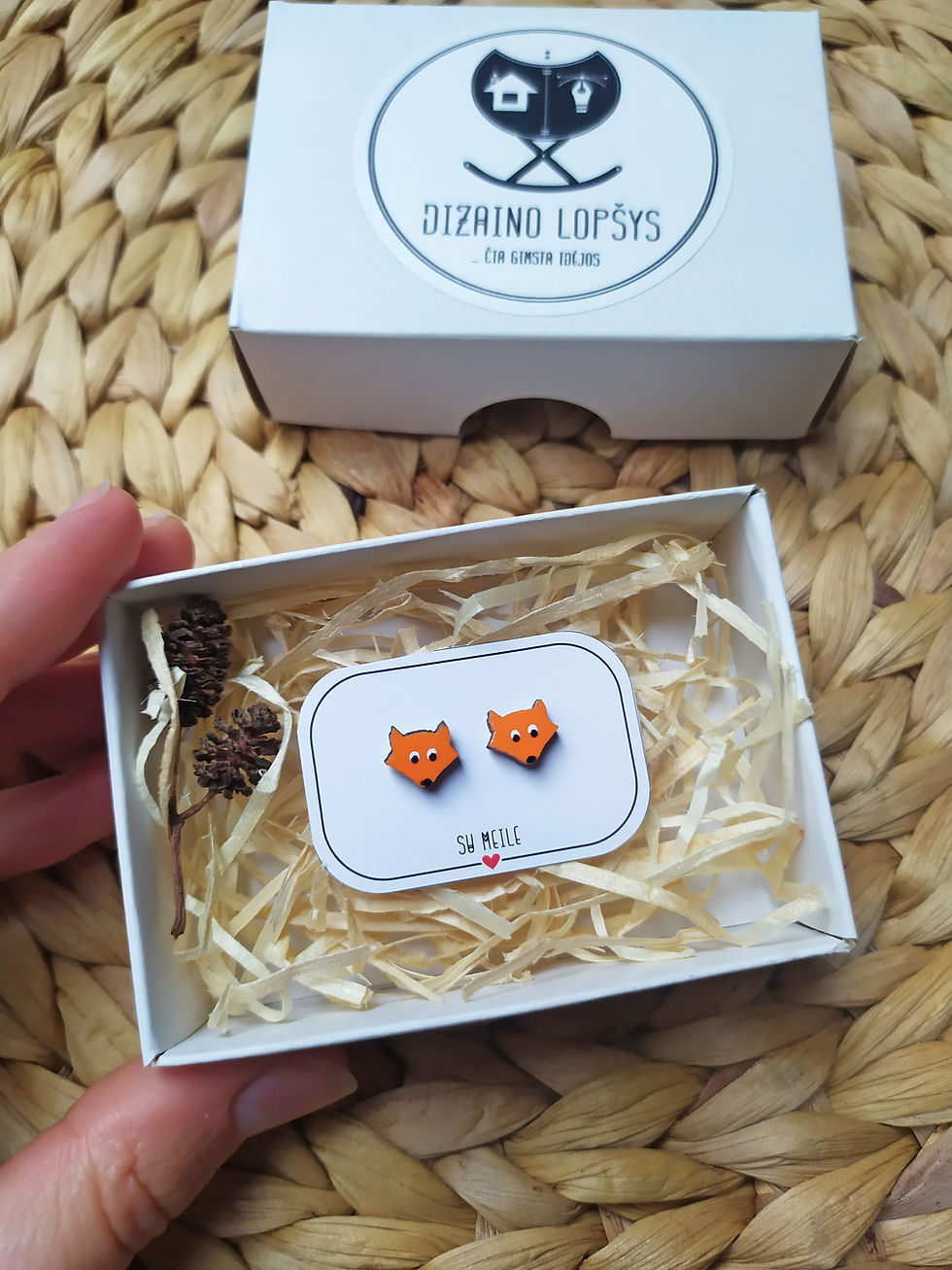 Thumbnail: Handmade wooden Christmas earrings