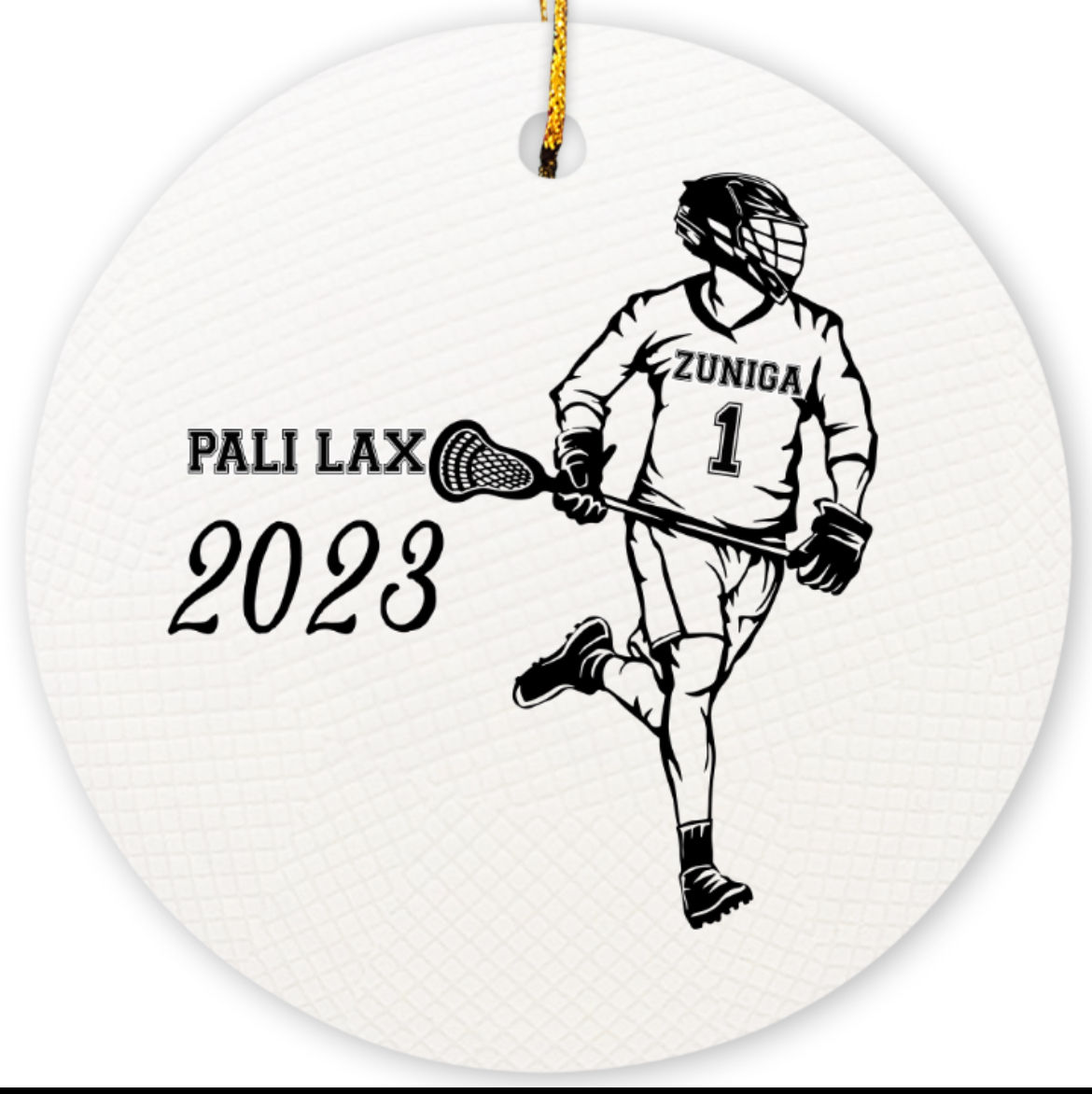 Pali Lax Personalized Ornament - Boys White Uniform