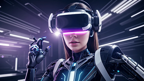 Businesswoman as a Futuristic Robot Cyborg working with Computer 01 - undefined_image.png