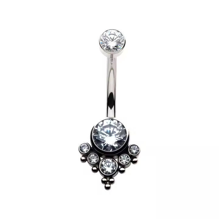 Piercing de Umbigo com 7 Brilhantes