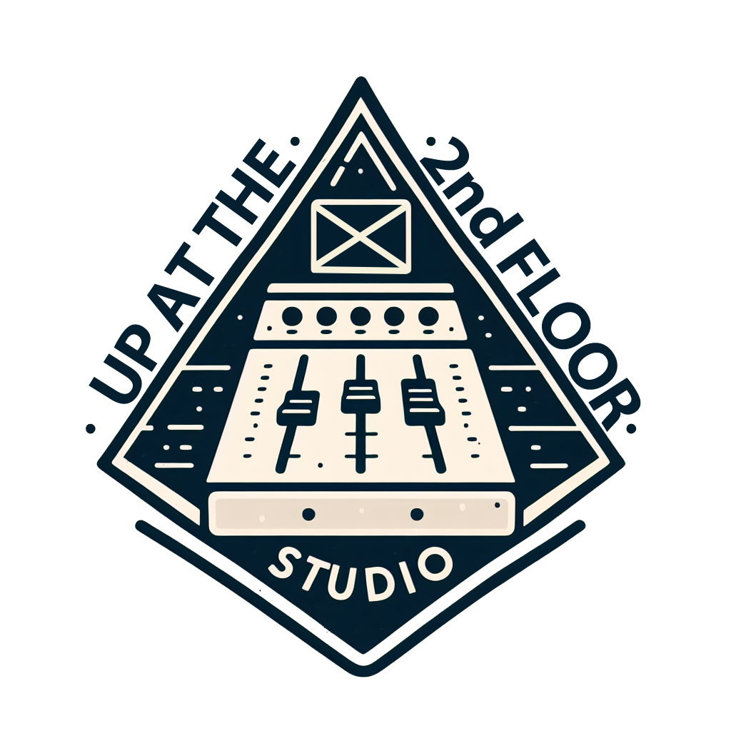 the logo of my studio named "Up at the second floor". The logo is an audio mixer placed in a diamond like shape