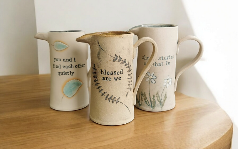 stoneware jugs with poetry