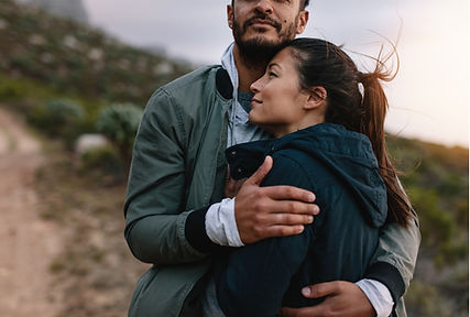 Close couple finding comfort and intimacy after relationship counseling.