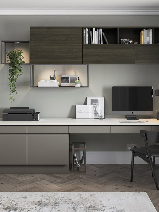 Bespoke luxury home office with fitted furniture