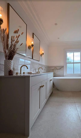 Made-to-measure vanity furniture carefully designed for a Grade II listed home in Knutsford, creating a functional bathroom feature while complementing the property's original architectural character.