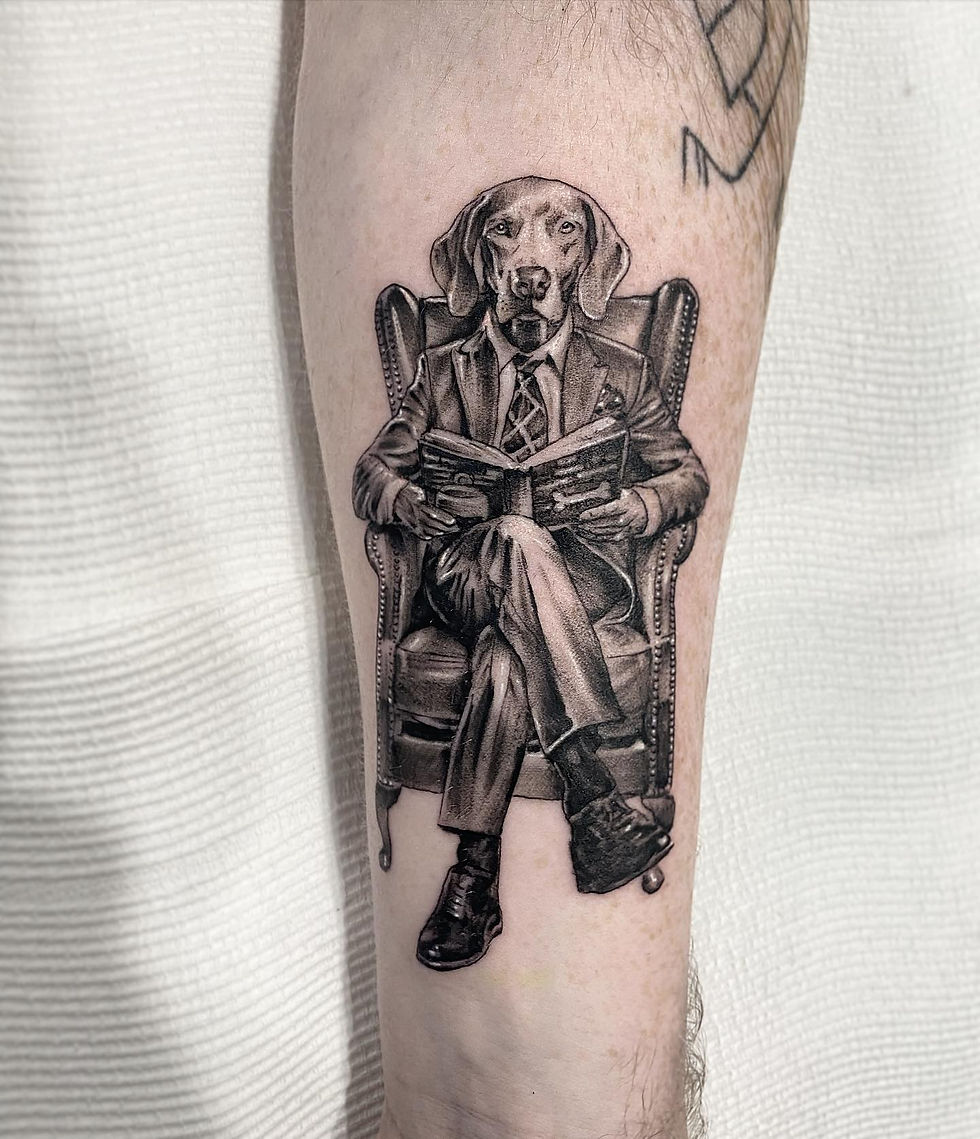dog portrait tattoo done by punchy.tattoo