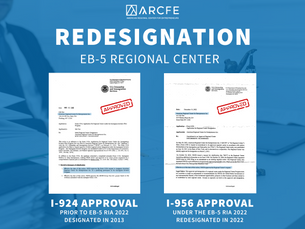 【ARCFE News】 ARCFE IS REDESIGNATED UNDER RIA 2022 & GROUP 14 I-956F RECEIPT RECEIVED
