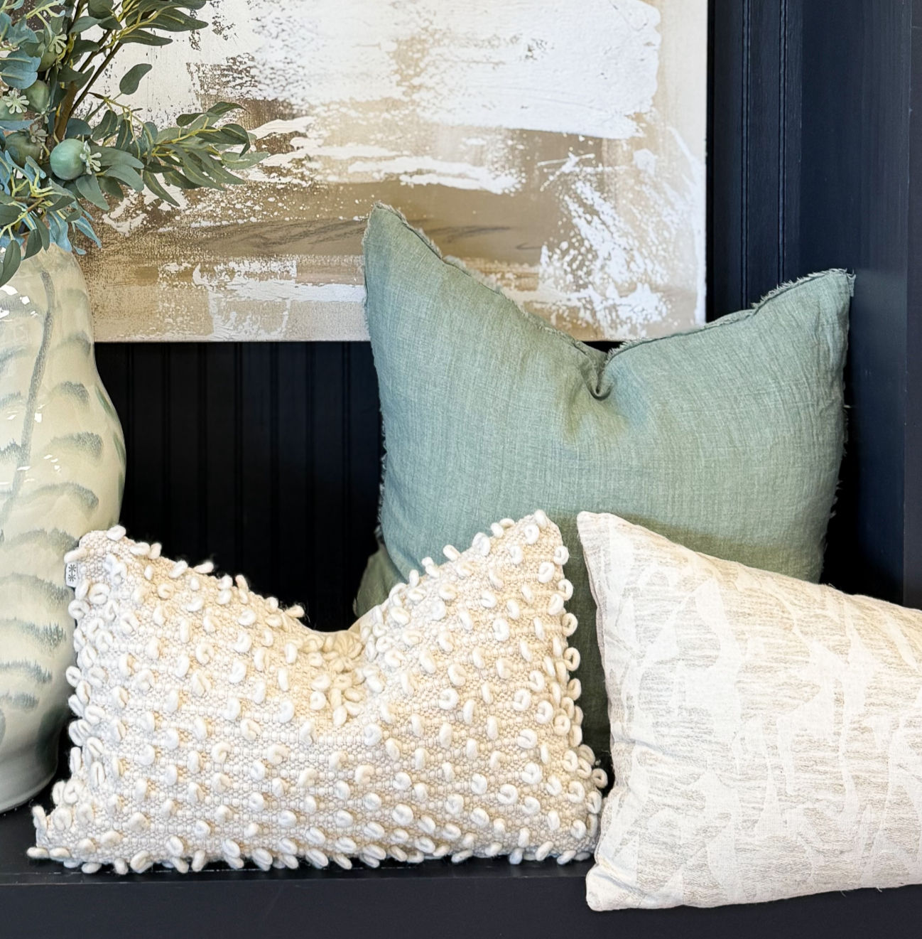 Sage Linen Pillow With Insert | 24 x 24