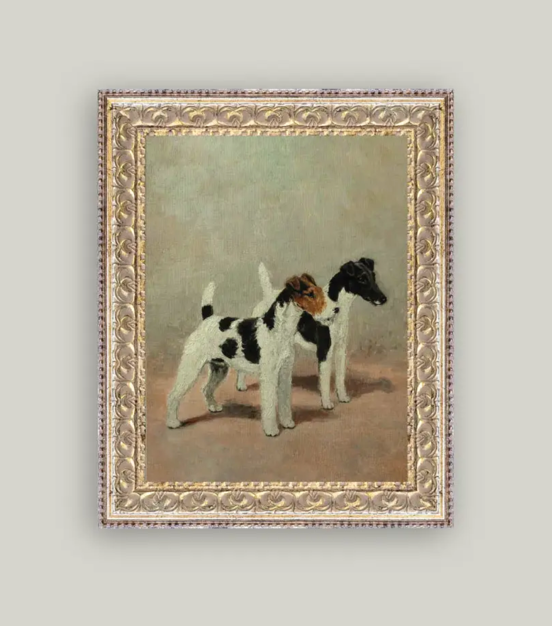 Two Fox Terriers Framed Antique Art 8 x 10