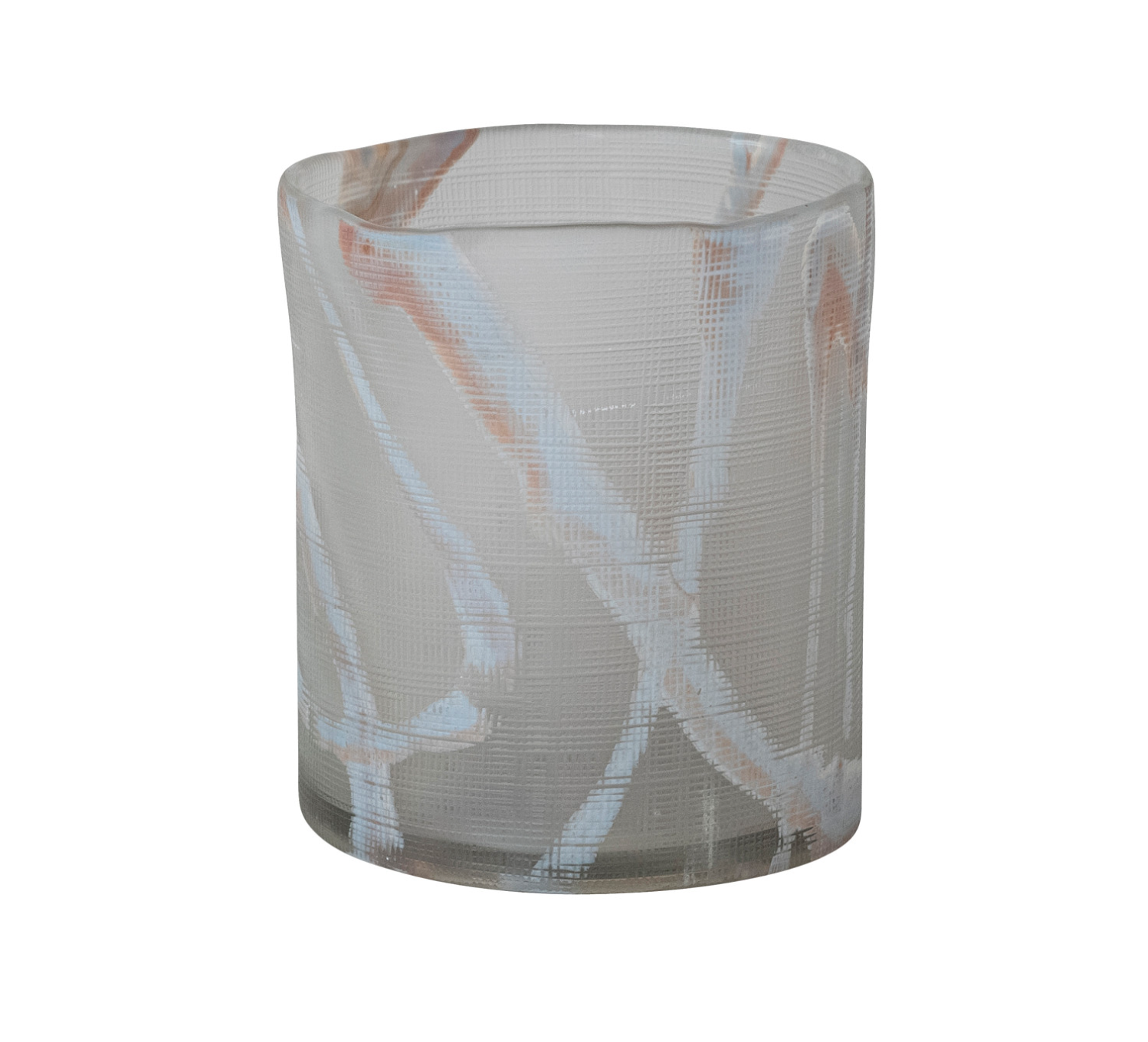 7" Round x 8"H Textured Art Glass Candle Holder Vase