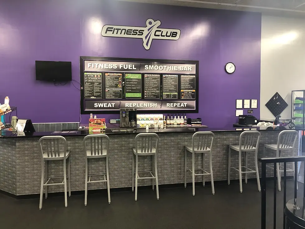 Fitness Club smoothie bar with Fitness Fuel menu