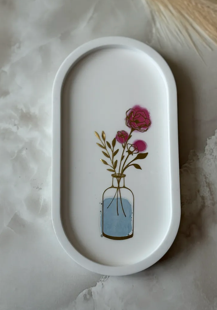 Flower Vase Line Art Tray