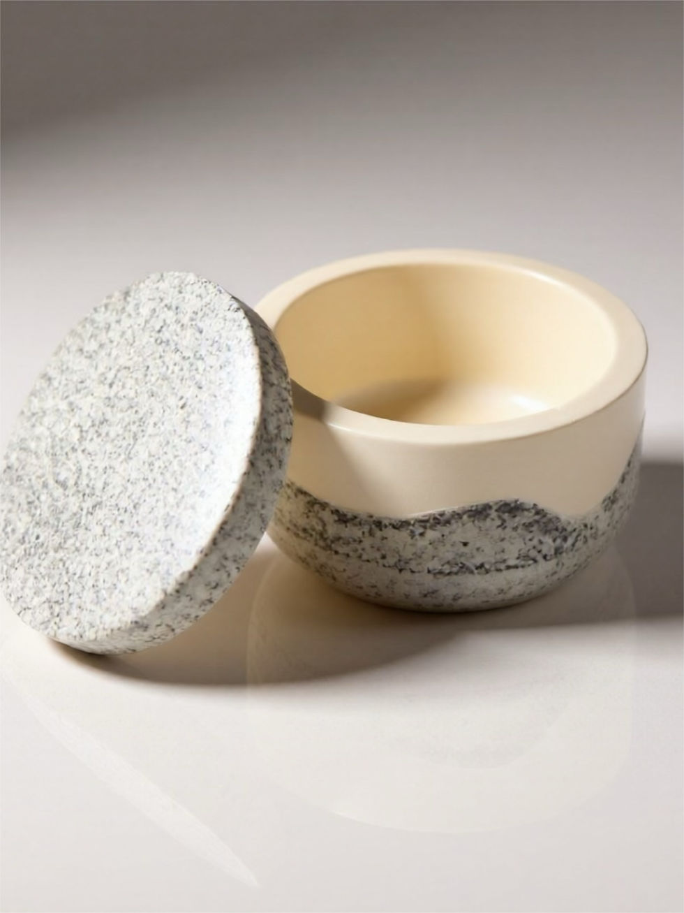 Marbled Jesmonite Storage Jar with Black Sand Detailing