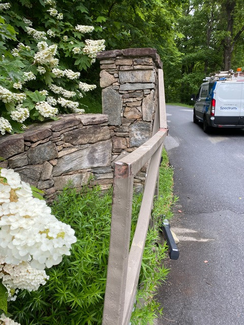 The main gate was damaged by a dumpster truck trying to enter after a vehicle left. The gate will remain open until repairs can be made.