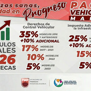 Invita Gobierno de Zacatecas a aprovechar estímulos fiscales vigentes en marzo para control vehicular y contribuciones