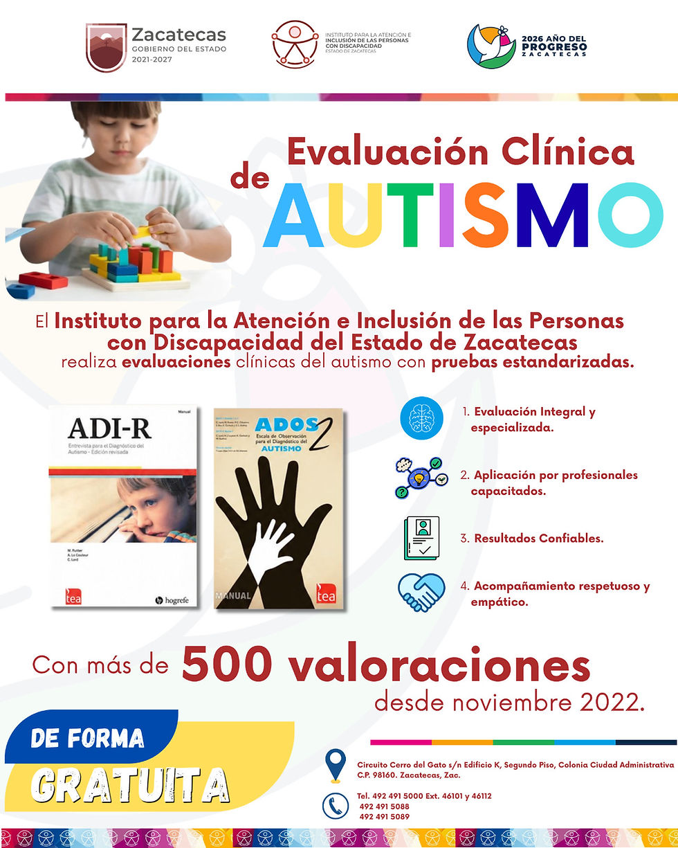 Ofrece Gobierno de Zacatecas evaluaciones de autismo estandarizadas, gratuitas