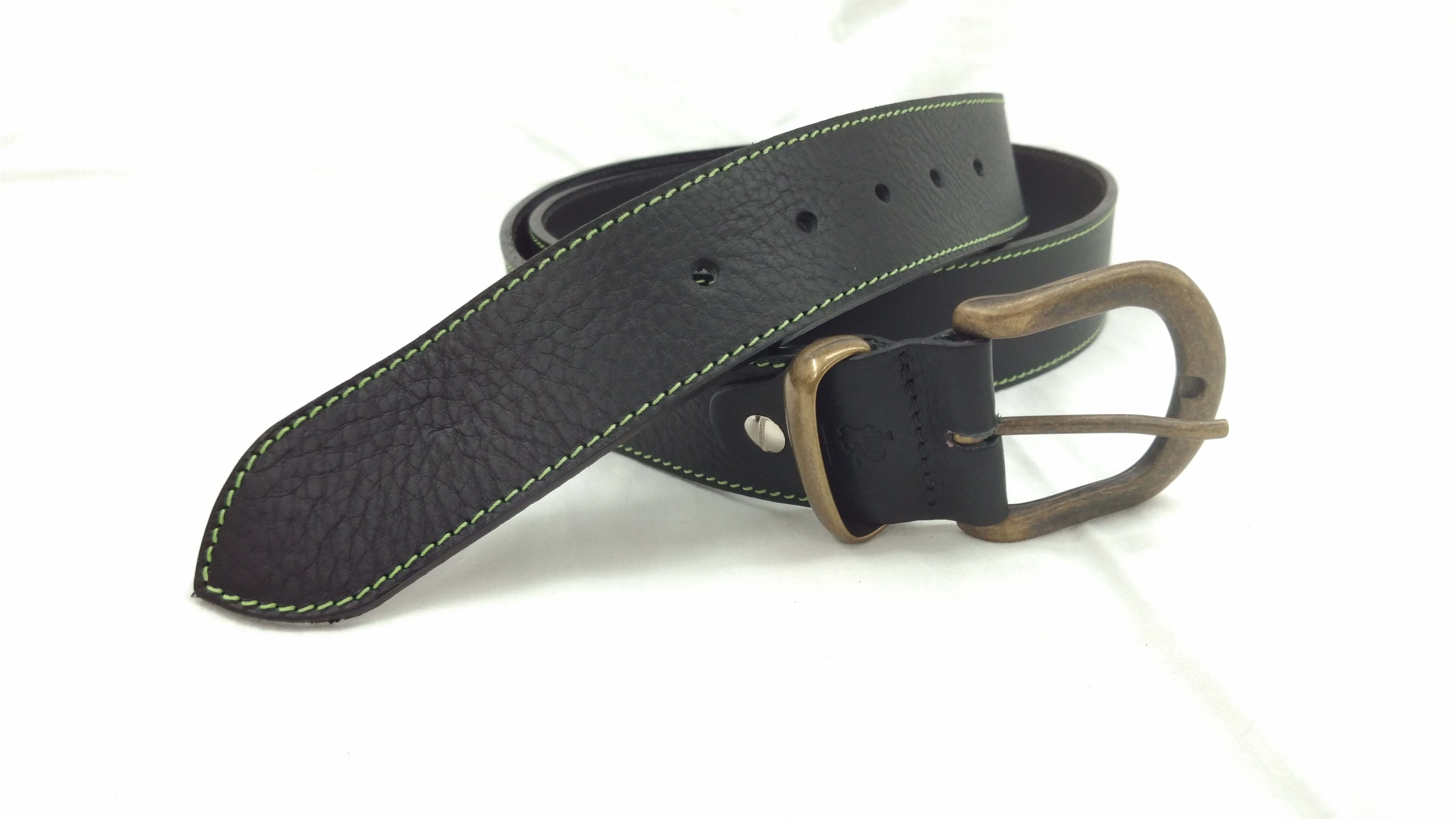 Ledergürtel schwarz 4cm - Rindsleder mit Naht