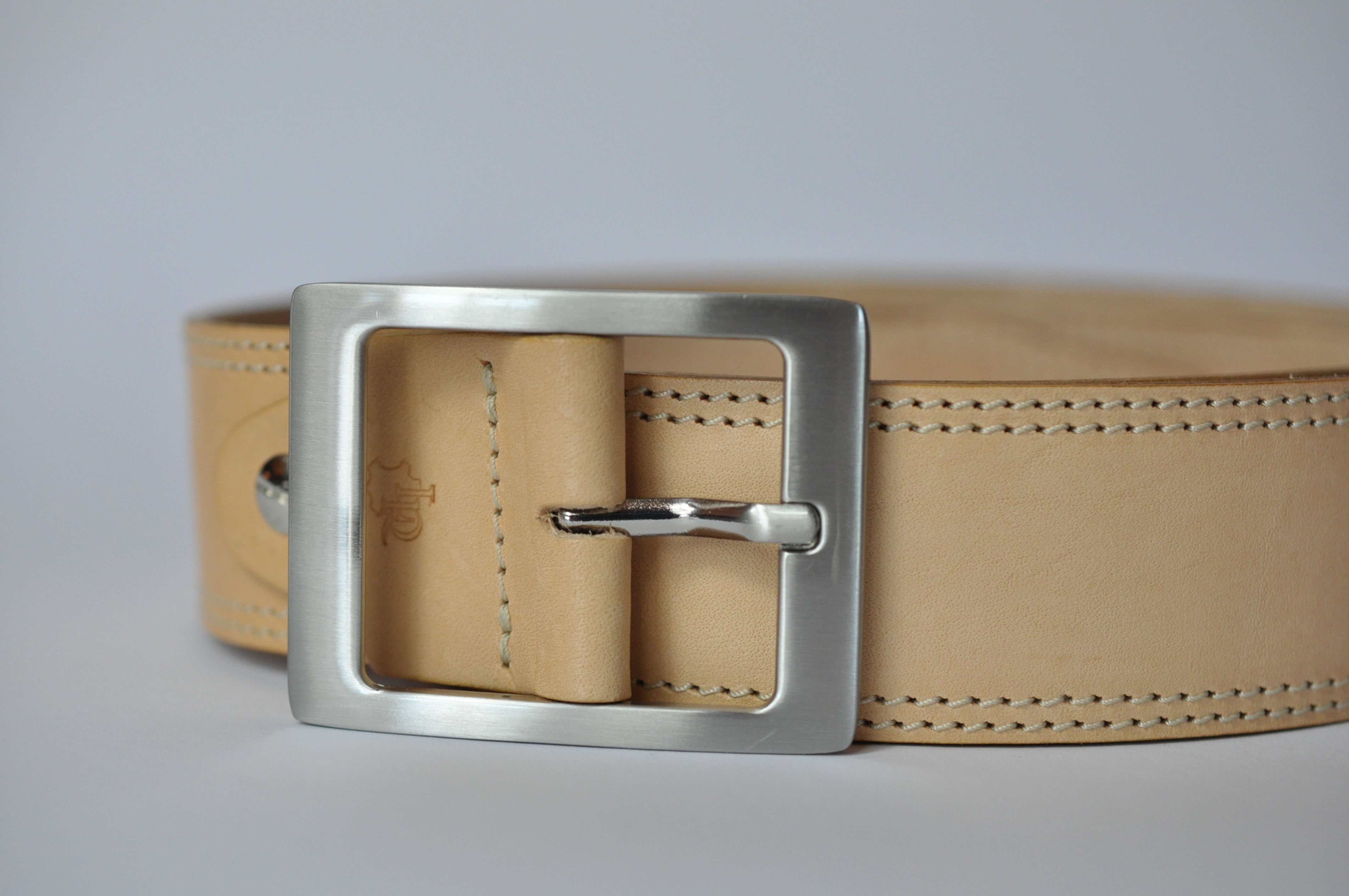 Ledergürtel Natur 4cm - Rindsleder mit Doppelnaht
