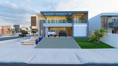 Casa de esquina com fachada imponente e contemporânea, valorizando a arquitetura, propiciando maior ventilação e iluminação natural. 