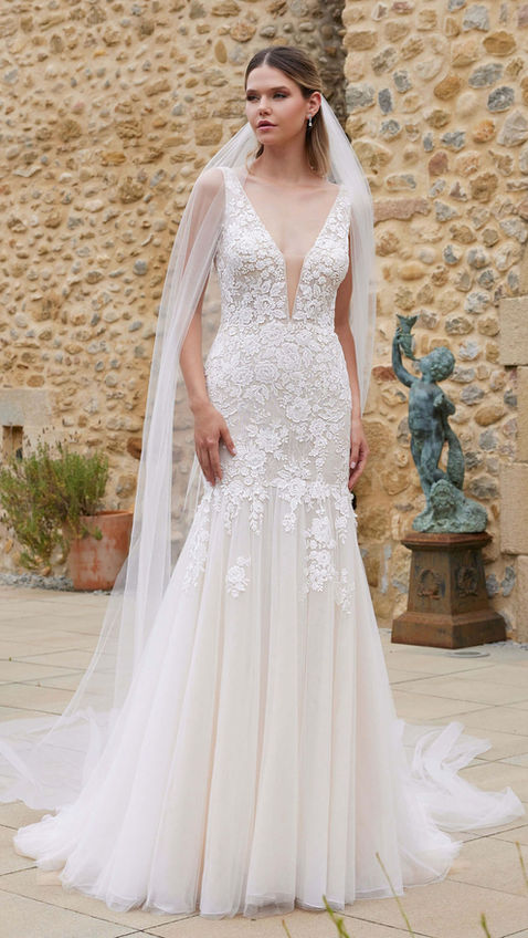 Coral Wedding Dress by Bianco Evento