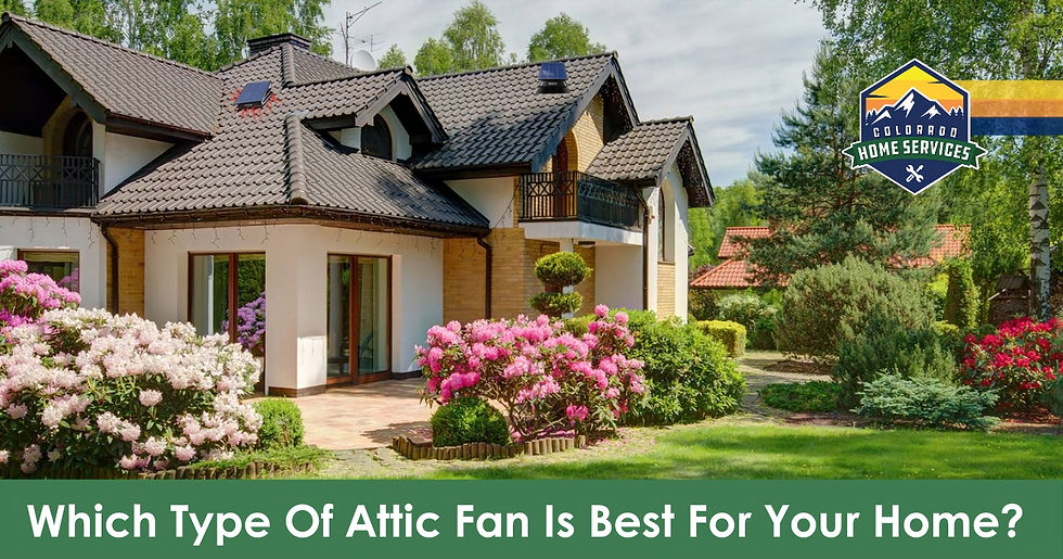 Solar and Hybrid attic fans installed on the roof of a nice home in Colorado by Colorado Home Services and Colorado Home Cooling