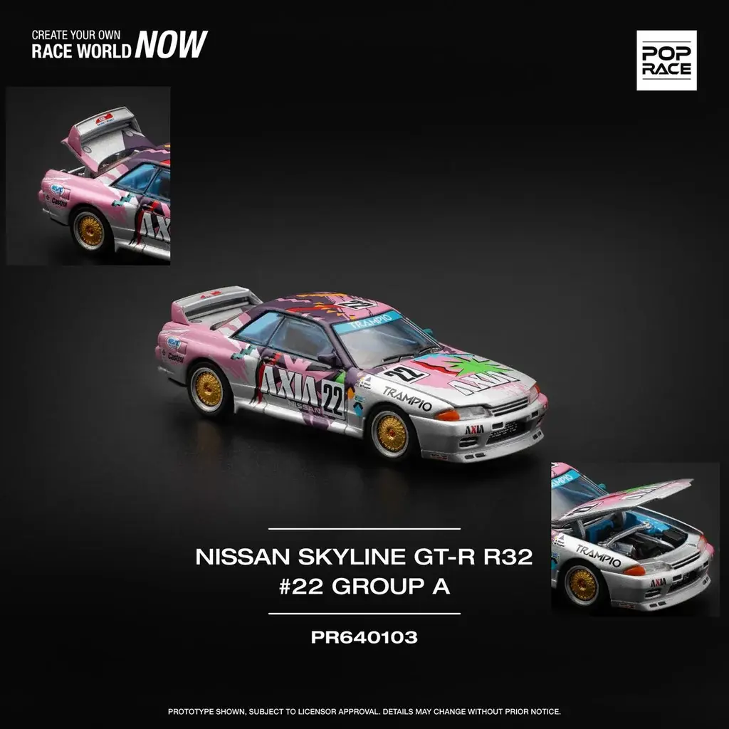 POPRACE 1/64 NISSAN SKYLINE GT-R R32 #22 AXIA GROUP A