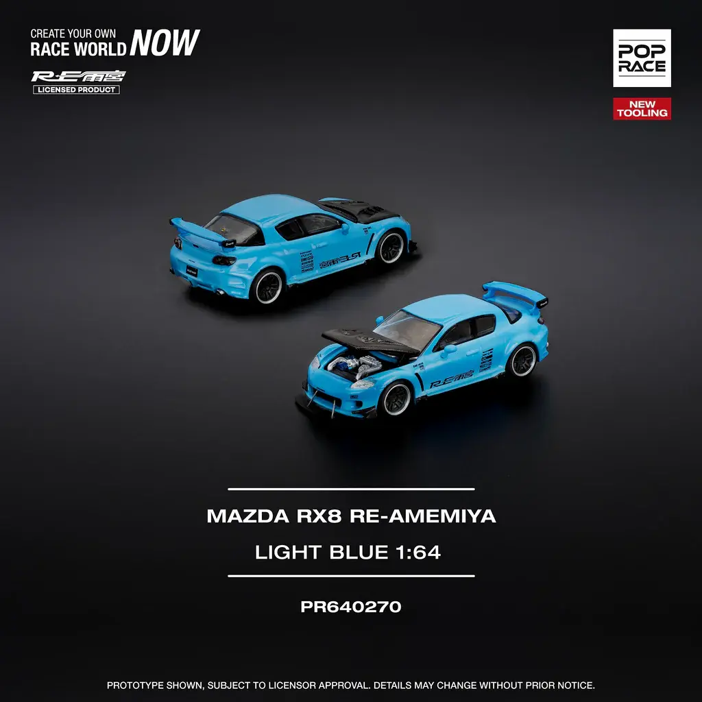 POPRACE 1/64 MAZDA RX-8 RE-AMEMIYA - LIGHT BLUE