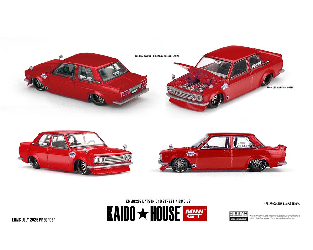 Kaido House x Mini GT 1:64 Datsun 510 Street Nismo V3 – Red