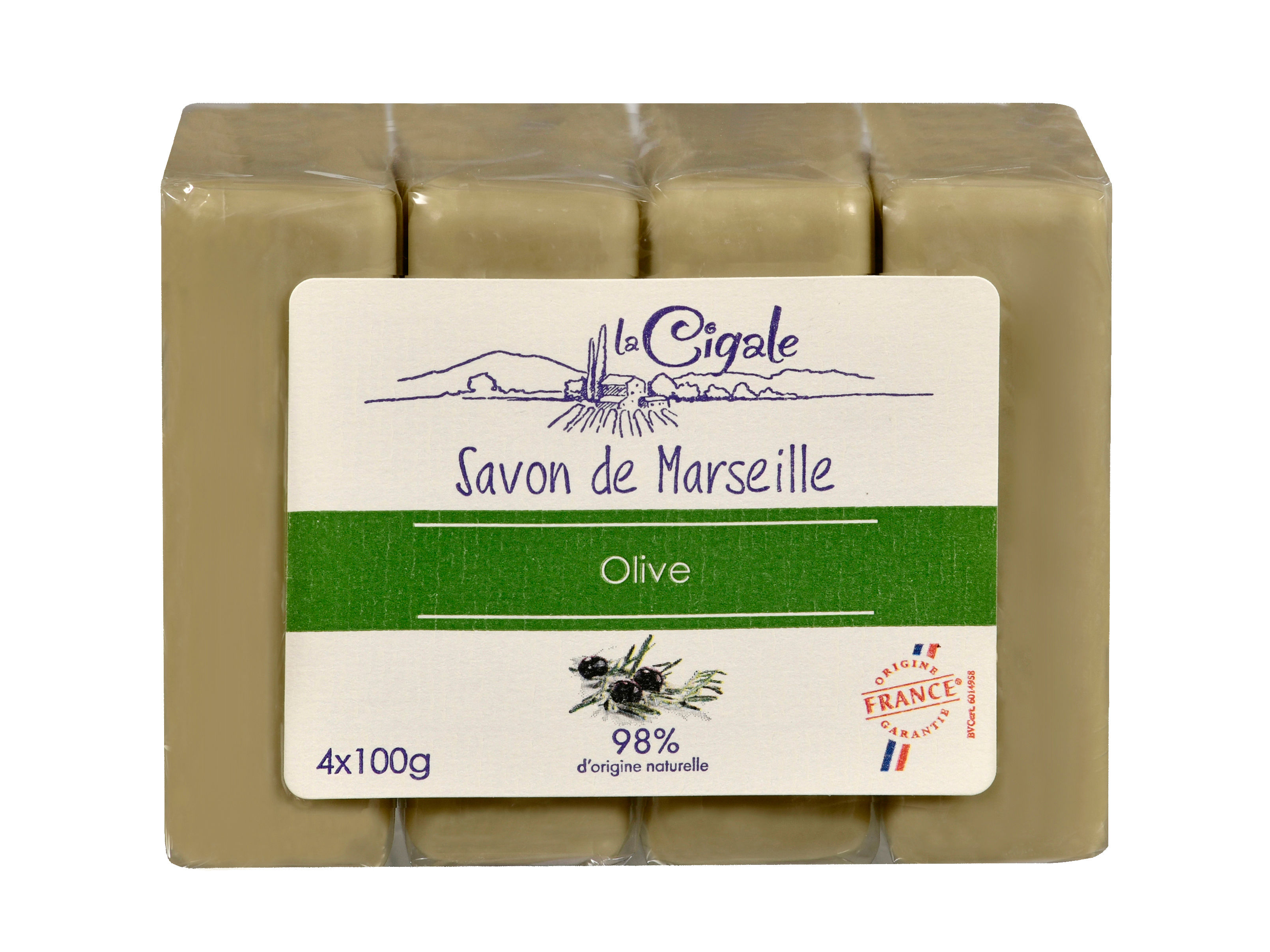La Cigale Marseille soap Olive 4x100g