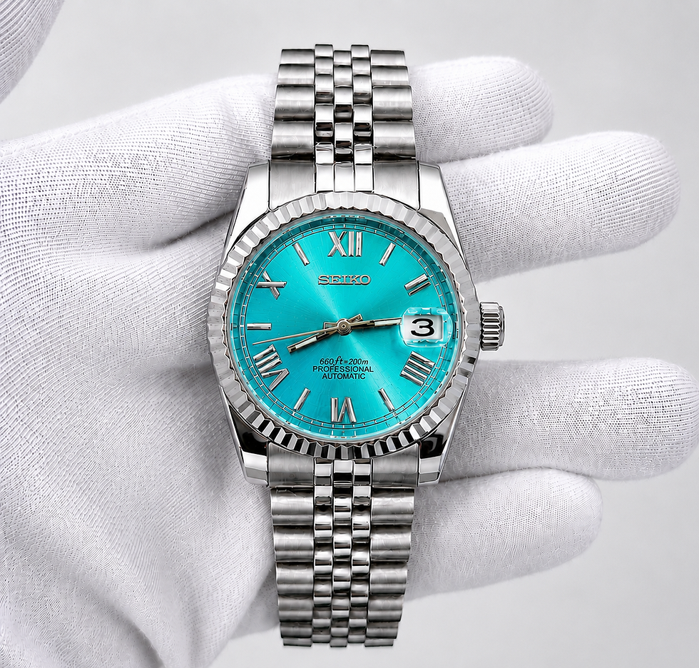 Thumbnail: SEIKO MOD - CUSTOM ROMAN WATCH - TURQUOISE SHINE