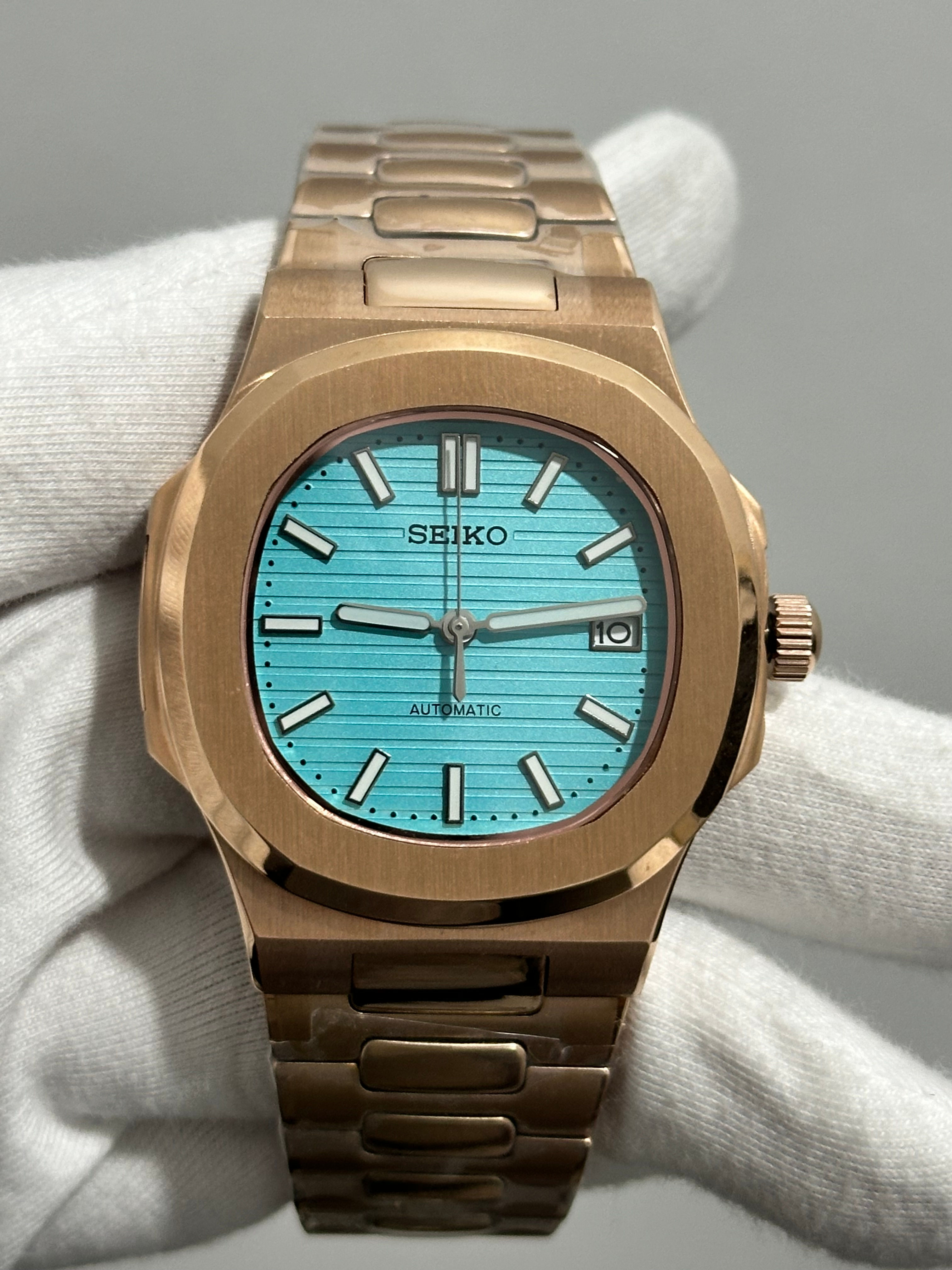 CUSTOM SEIKO MOD AQUA WATCH - ROSE AND BLUE