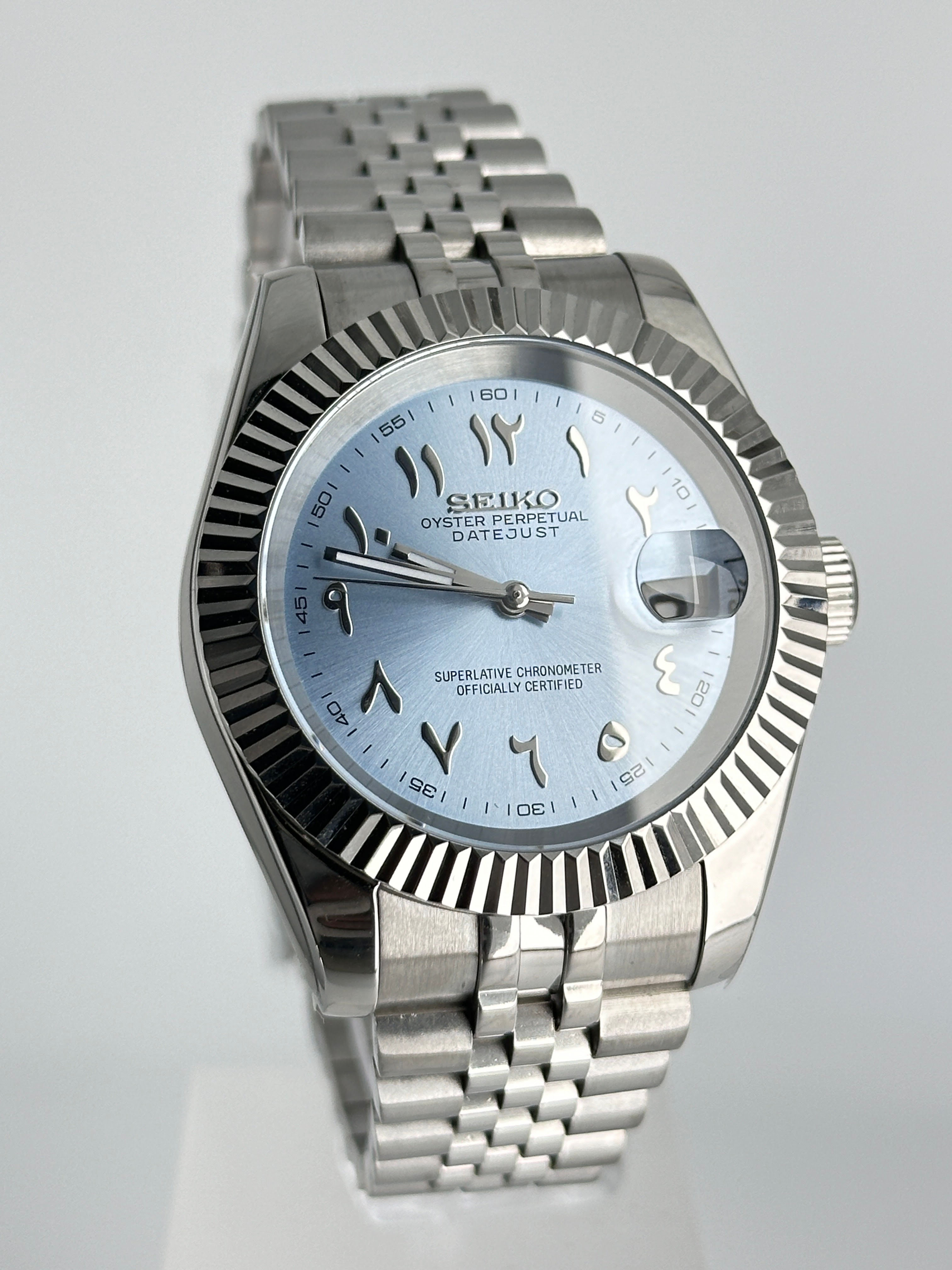 CUSTOM SEIKO MOD BLUE ARABIC WATCH - FROST BLUE