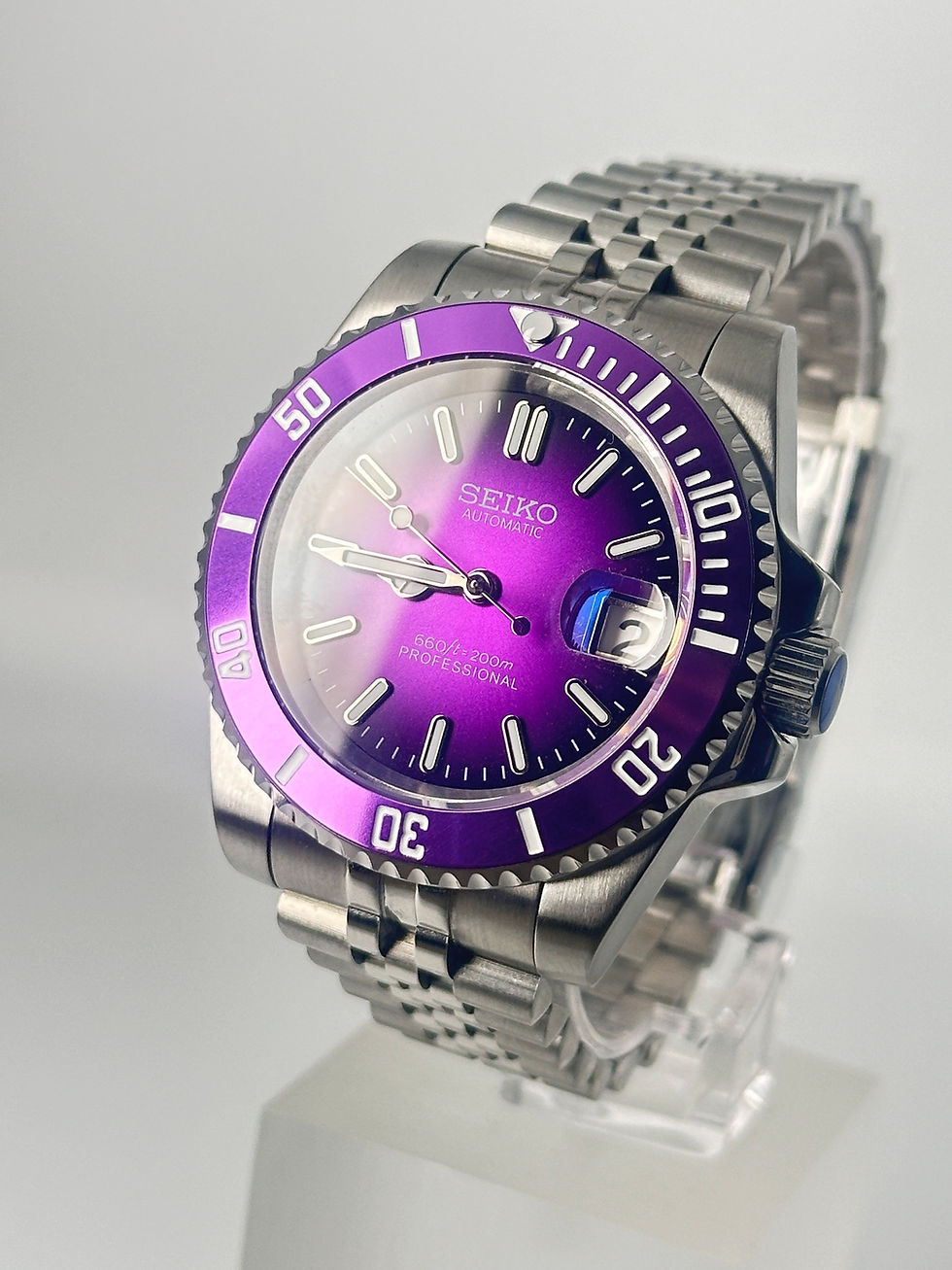 Thumbnail: SEIKO CUSTOM MOD - SUB STYLE WATCH - PURPLE FLAMES