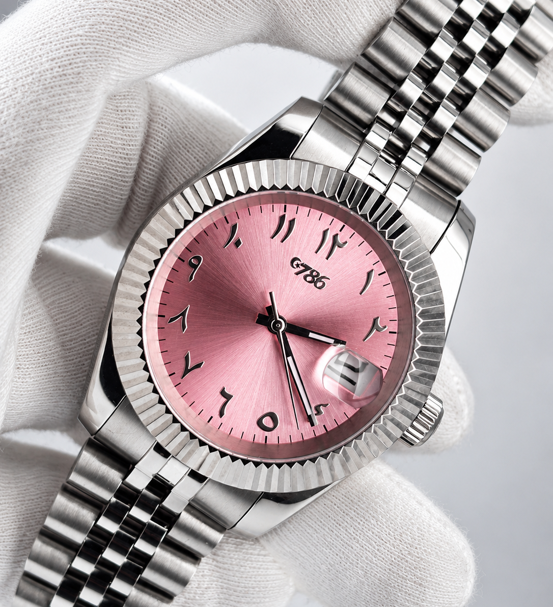 786 Automatic Arabic Dial Watch – Legacy Collection, Rose Pink Sunburst