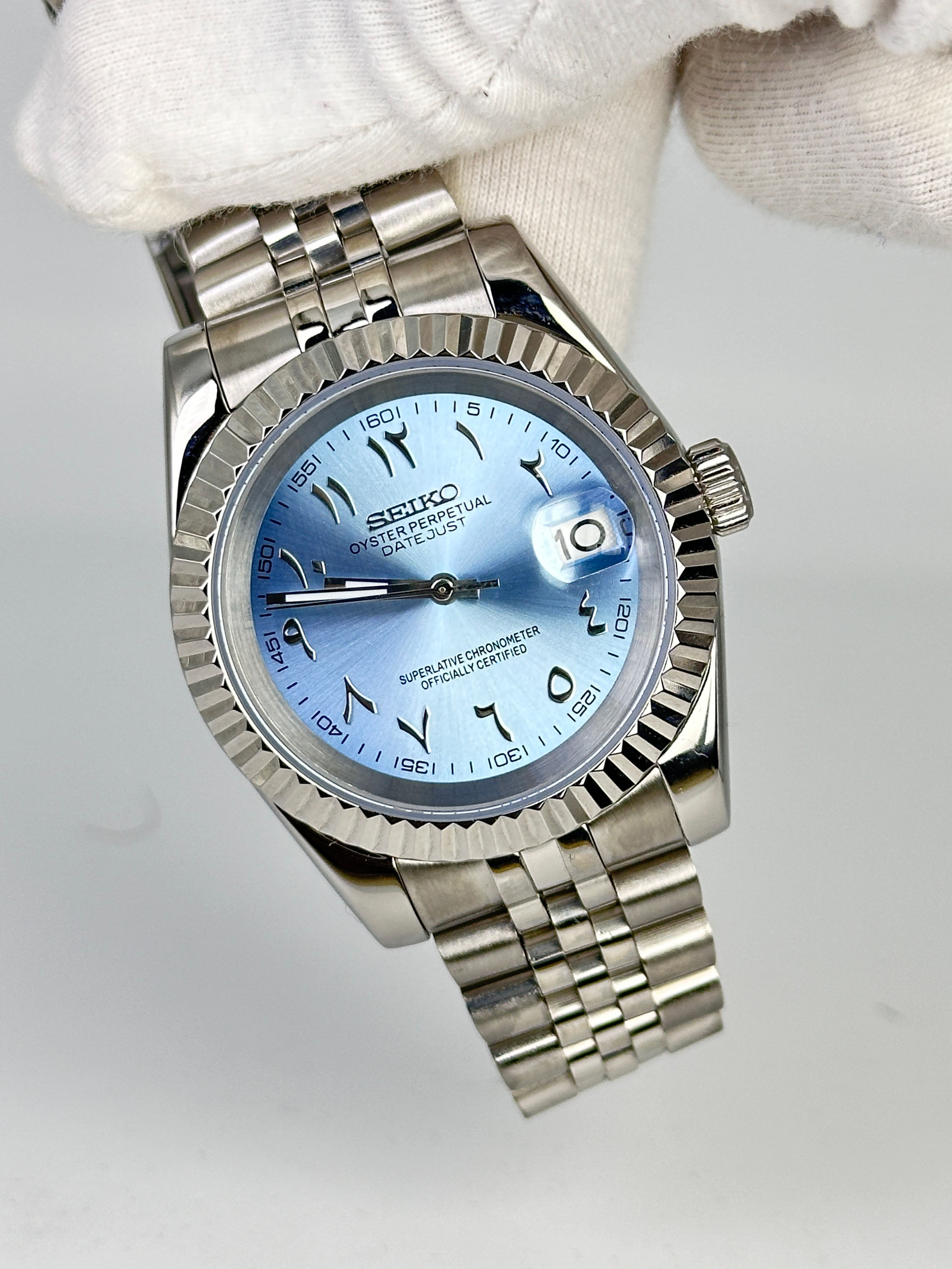 CUSTOM SEIKO MOD BLUE ARABIC WATCH - KING BLUE