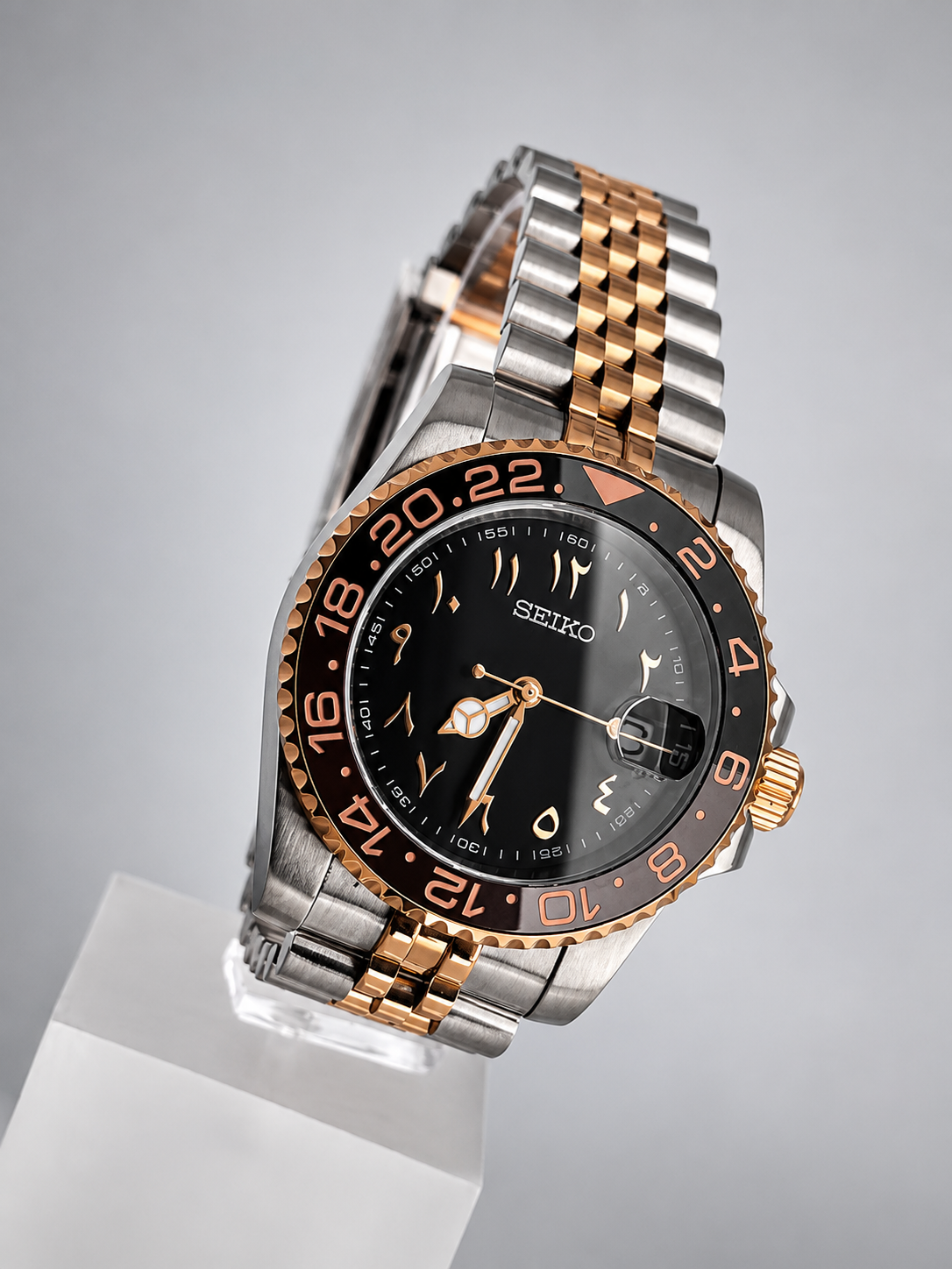 CUSTOM SEIKO MOD ROSE WATCH ARABIC NH35 - ROOT BEER ARABIC ROSE