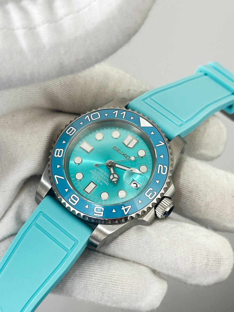 Thumbnail: CUSTOM SEIKO MOD BLUE WATCH NH35 - AQUA DRIFT