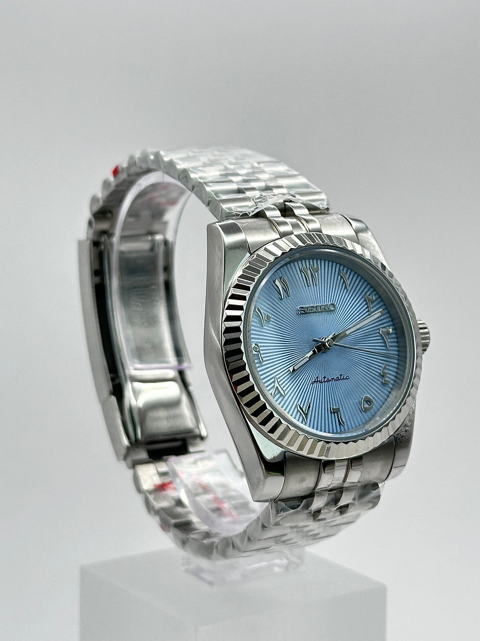 Thumbnail: SEIKO MOD - CUSTOM ARABIC DATE WATCH -  MARBLE BLUE