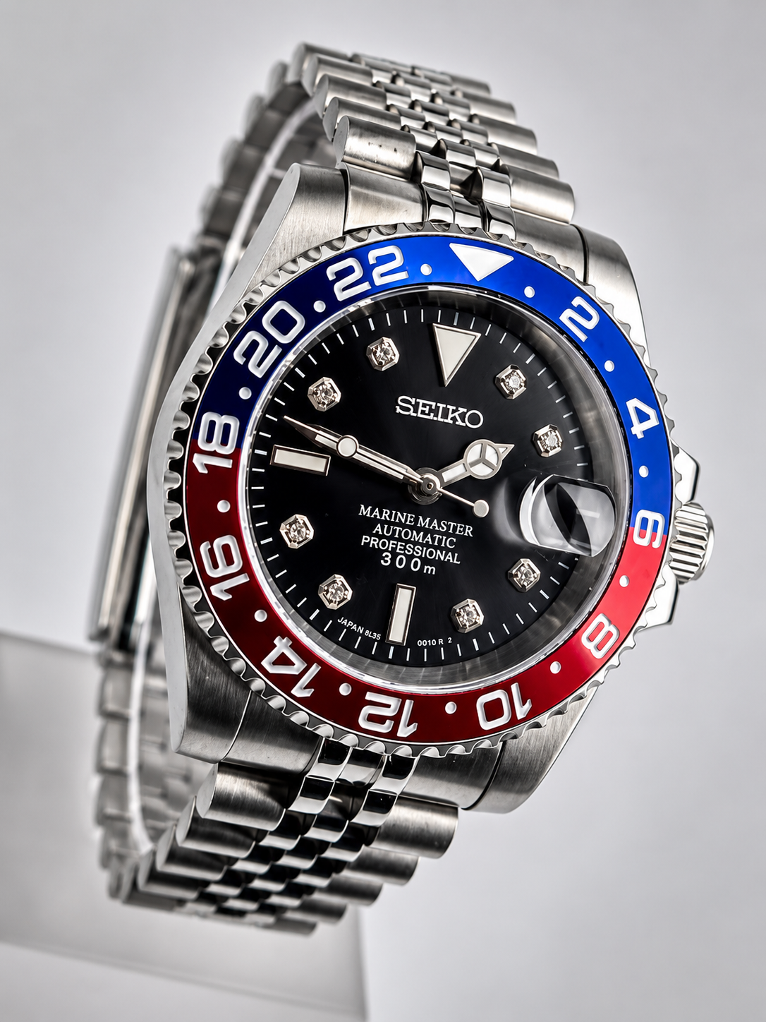 CUSTOM SEIKO MOD PEPSI STYLE WATCH - DIAMOND PEPSI