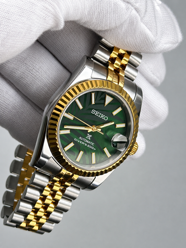 CUSTOM SEIKO MOD PALM TREE WATCH NH35 - GOLD GREEN PALM | ELITE