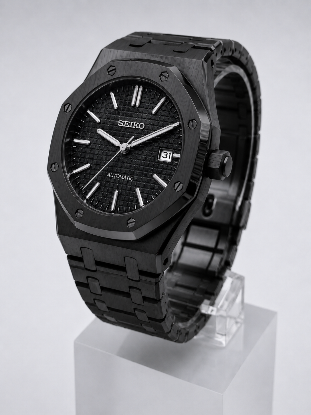 SEIKO CUSTOM MOD - OAK STYLE WATCH - BLACK NEBULA